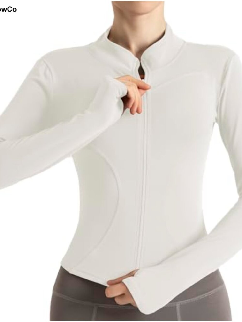 Women's Cropped Athletic Jacket Full Zip with Thumb Holes